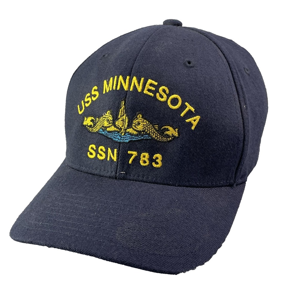 USS Minnesota SSN 783 Flexfit Hat Cap Mens Blue Fitted Freedom Embroidered Patch